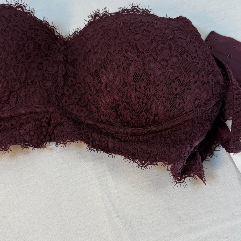 NWT Aerie Lace Longline Bralette Burgundy Size M - Picture 10 of 10